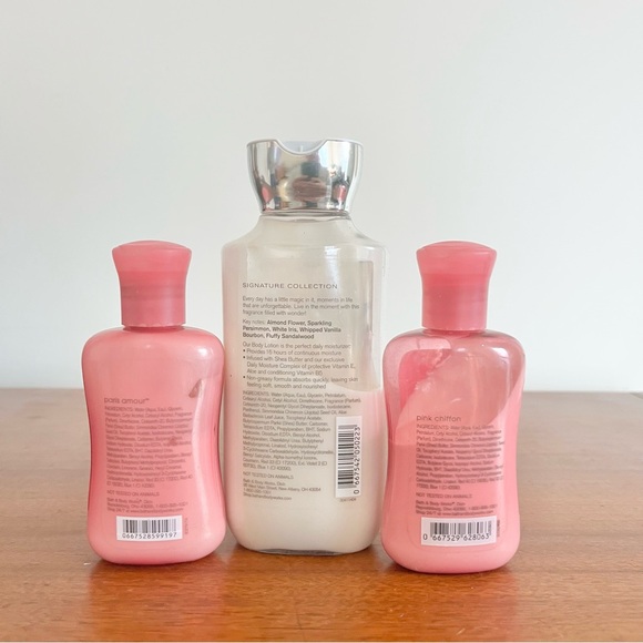 Set of 3 Bath & Bodyworks Lotions 50% Magic in the Air Pink Chiffon Paris Amour - Picture 2 of 3